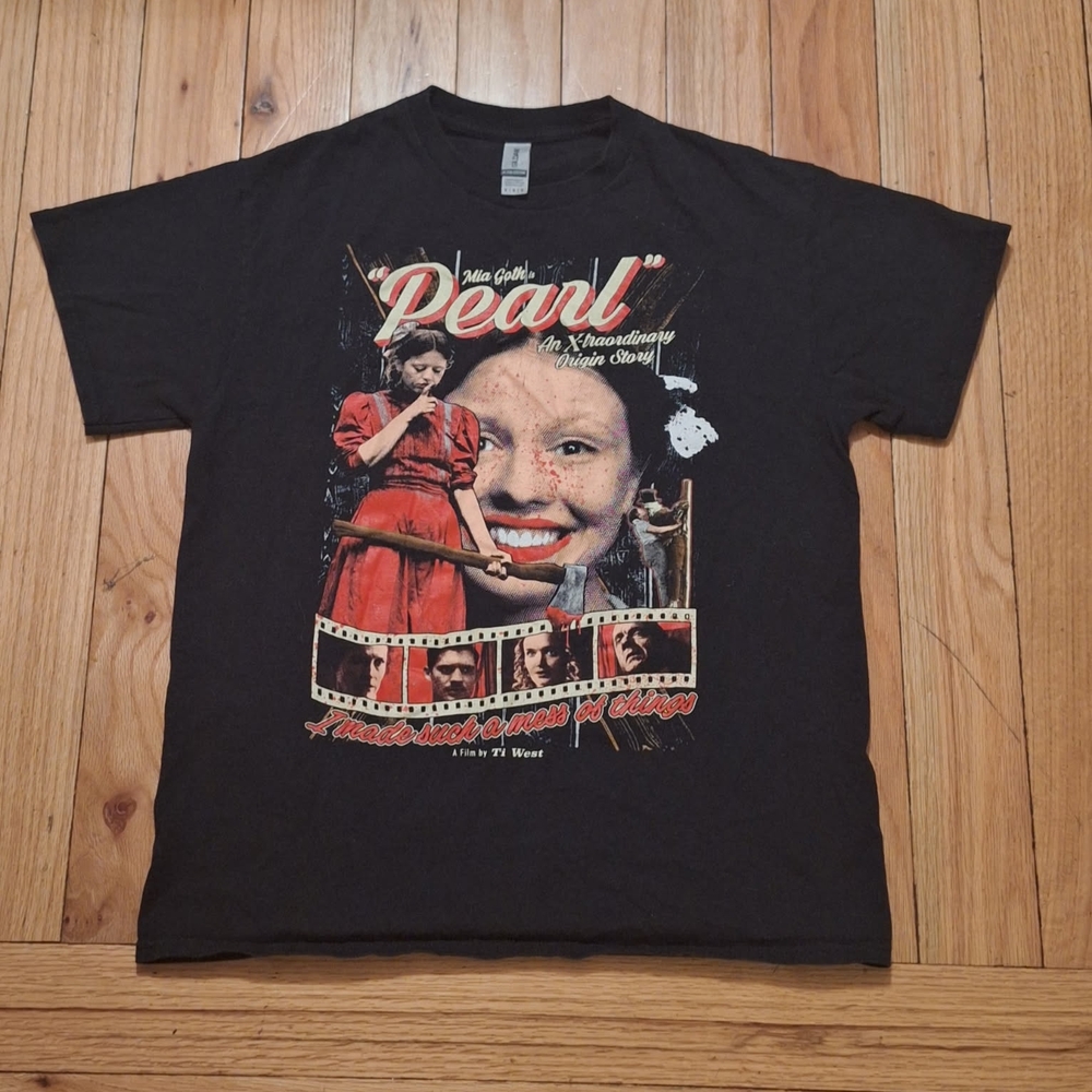 Black Graphic T-Shirt with Pearl Design